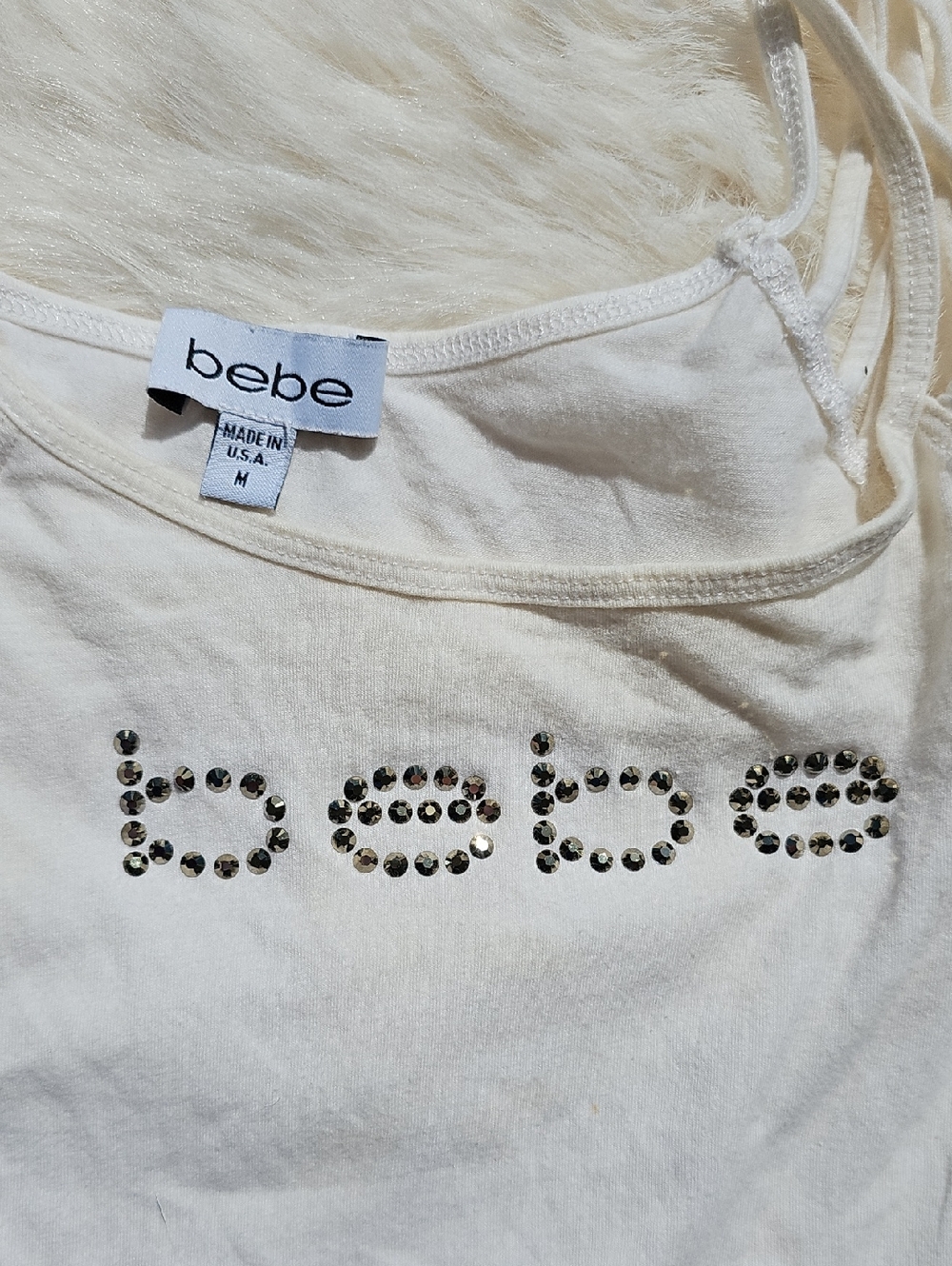 bebe White Studded Logo Tank Top - Picture 3 of 3